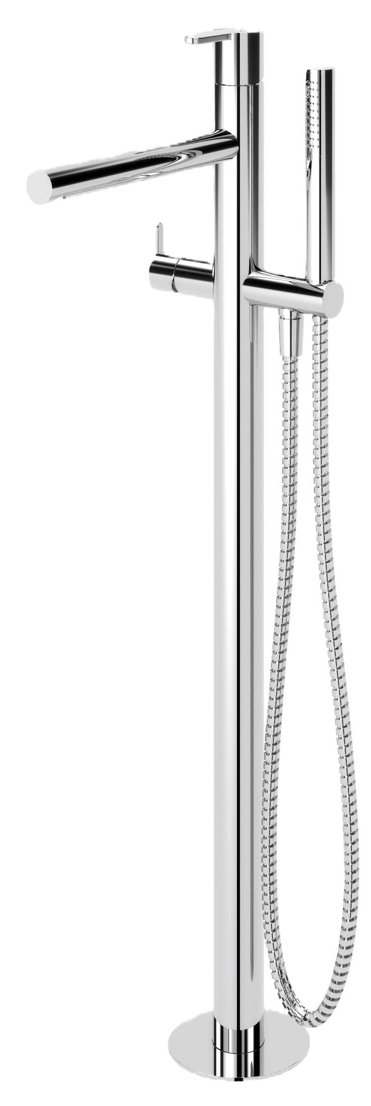 baterie freestanding de cada cu montare pe pardoseala de culoare crom. Cartus cu tehnologie ecodrop si coldstart ce previne oparirea si aduce economie la apa. Marca spatio sense.