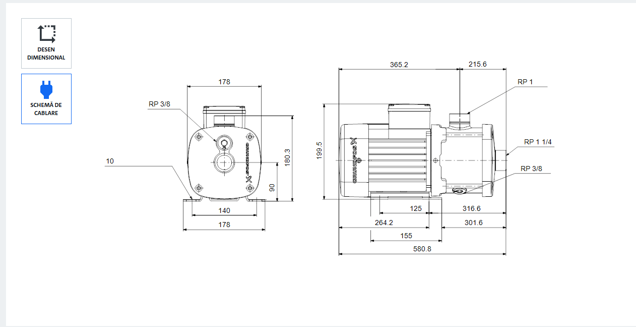 Pompa De Presiune Apa Grundfos CM5-10 Debit 6.5Mc/h 380V - imagine 3