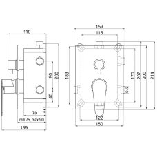 Baterie Cada-Dus Incastrata Edge Nobless 3 Functii -Schita