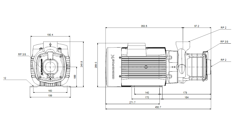 Pompa Ridicare Presiune Apa Grundfos Cm15-2 380V - imagine 2